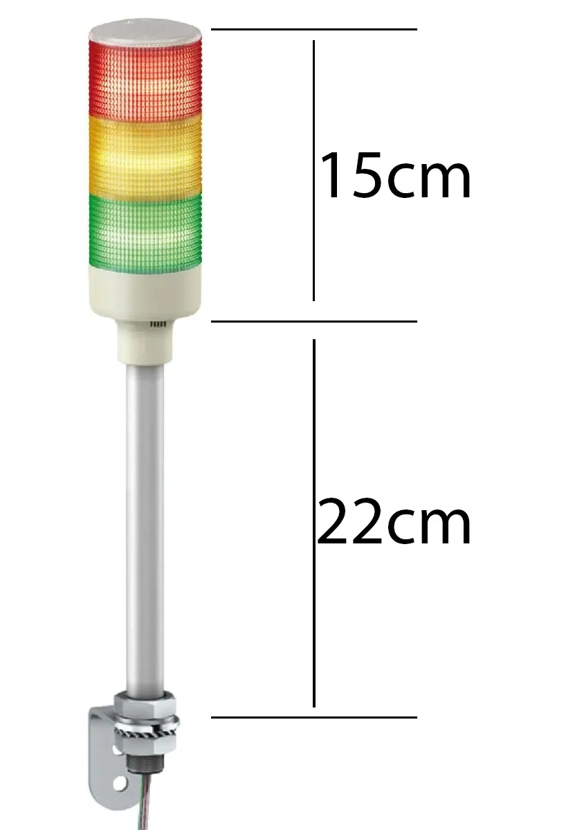 ابعاد چراغ گردان مولتی ولتاژ LED آژیردار سه طبقه سون LTD-3WJ