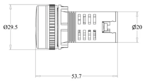ابعاد چراغ سیگنال 220 ولت قطر 22 میلی رعد سری RCI22