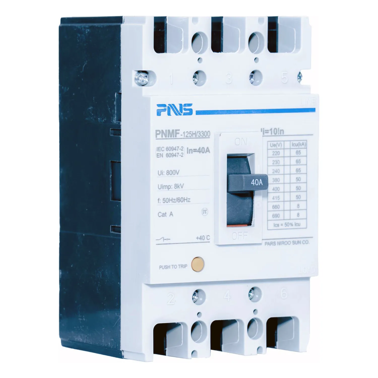 کلید اتوماتیک 40 آمپر فیکس PNS سری PNMF-125H/3P