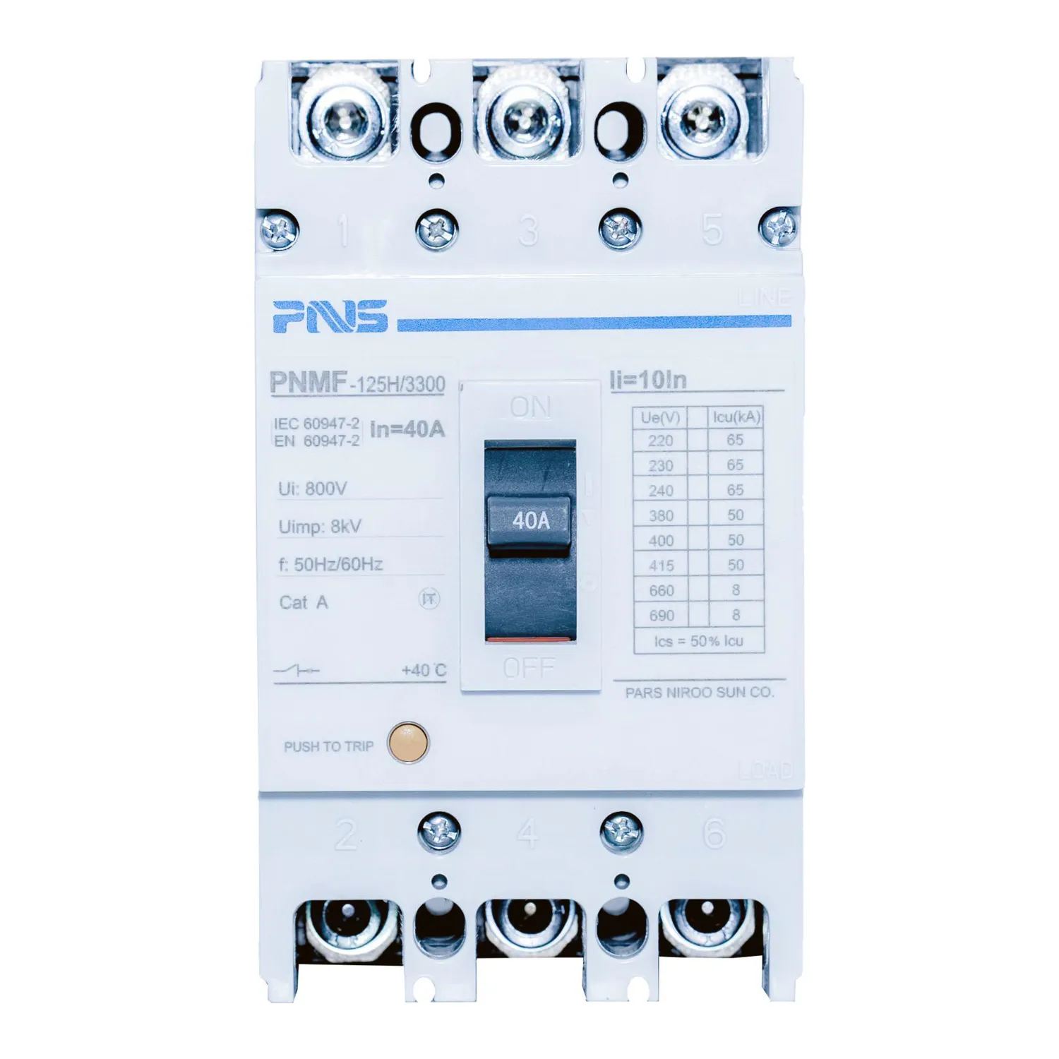 کلید اتوماتیک 40 آمپر فیکس PNS سری PNMF-125H/3P